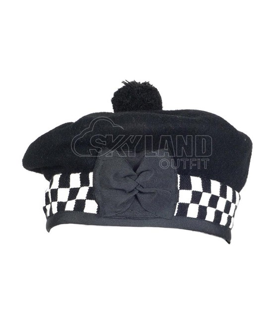 Balmoral Diced Bonnet Hat – Scottish Black & White Diced Cap