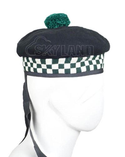 Balmoral Diced Bonnet Hat – Scottish Green & White Diced Cap