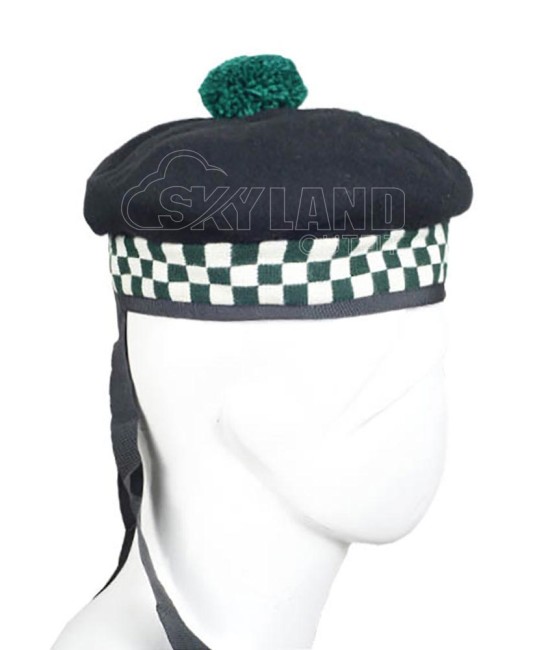 Balmoral Diced Bonnet Hat – Scottish Green & White Diced Cap Balmoral Diced Bonnet Hat – Scottish Green & White Diced Cap