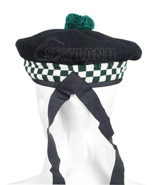 Balmoral Diced Bonnet Hat – Scottish Green & White Diced Cap Balmoral Diced Bonnet Hat – Scottish Green & White Diced Cap