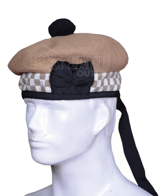 Balmoral Diced Bonnet Khaki Wool Hat – Khaki White Diced Cap