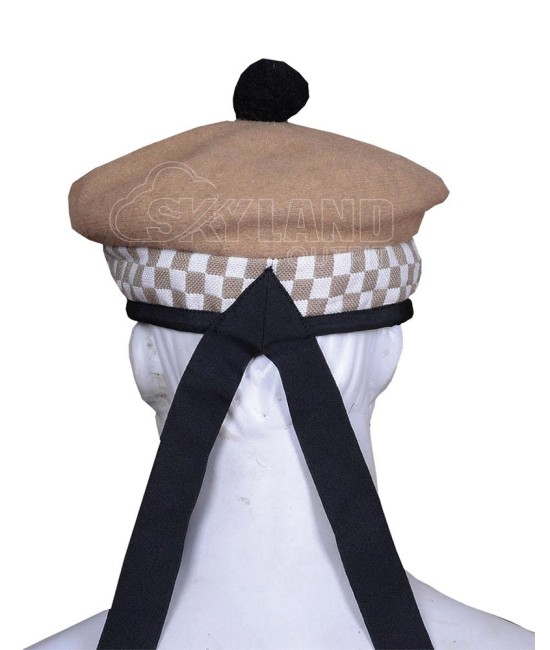 Balmoral Diced Bonnet Khaki Wool Hat – Khaki White Diced Cap