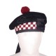 Balmoral Diced Bonnet Hat – Scottish Maroon & White Diced Cap