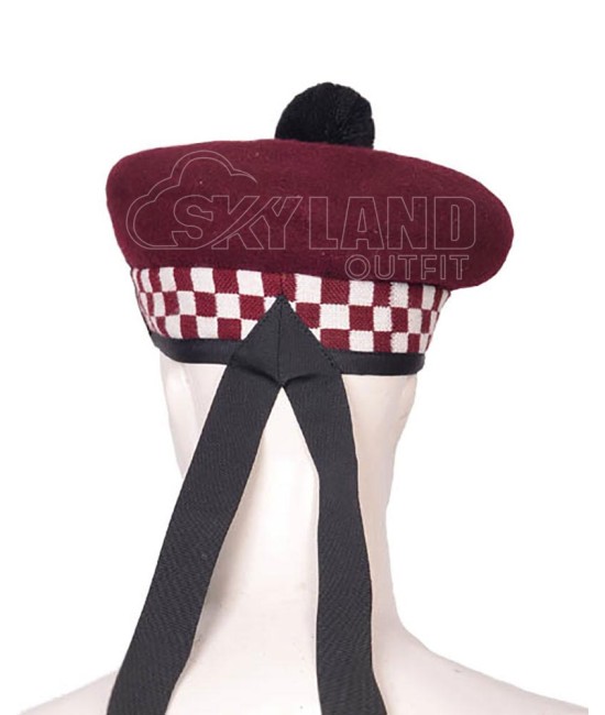 Balmoral Diced Bonnet Maroon Wool Hat – Maroon & White Diced Cap Balmoral Diced Bonnet Maroon Wool Hat – Maroon & White Diced Cap