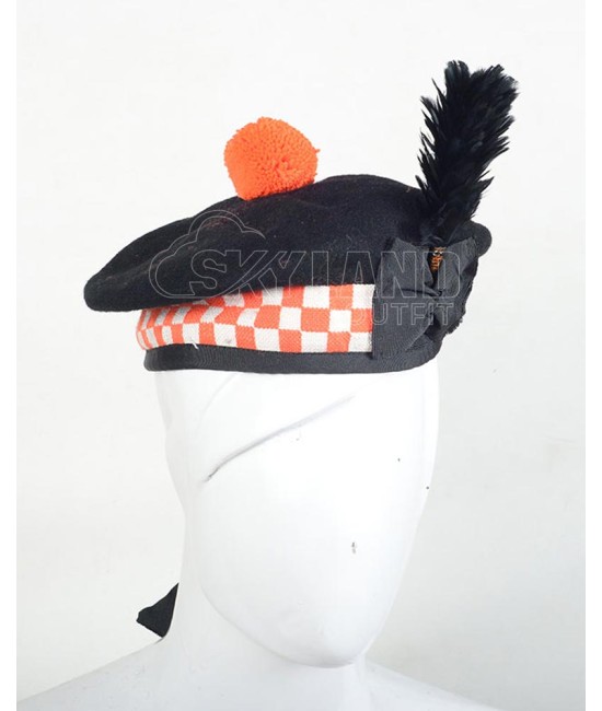 Balmoral Diced Bonnet Hat – Scottish Orange & White Diced Cap