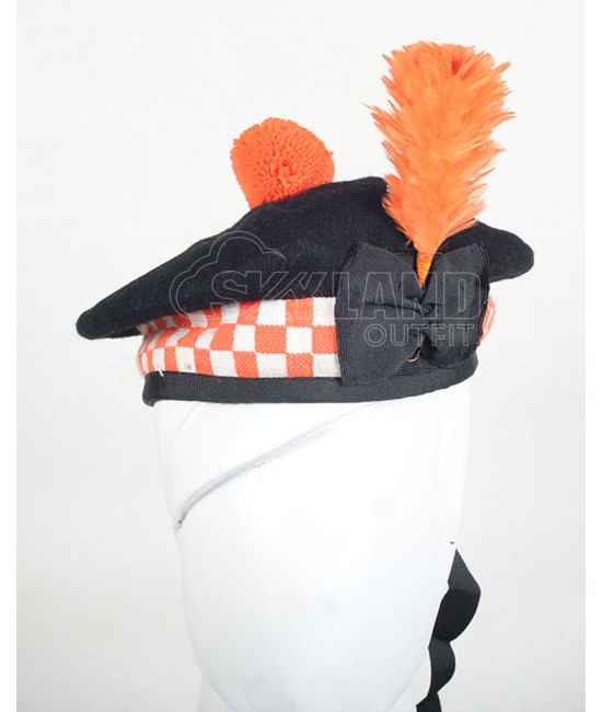 Balmoral Diced Bonnet Hat – Scottish Orange & White Diced Cap