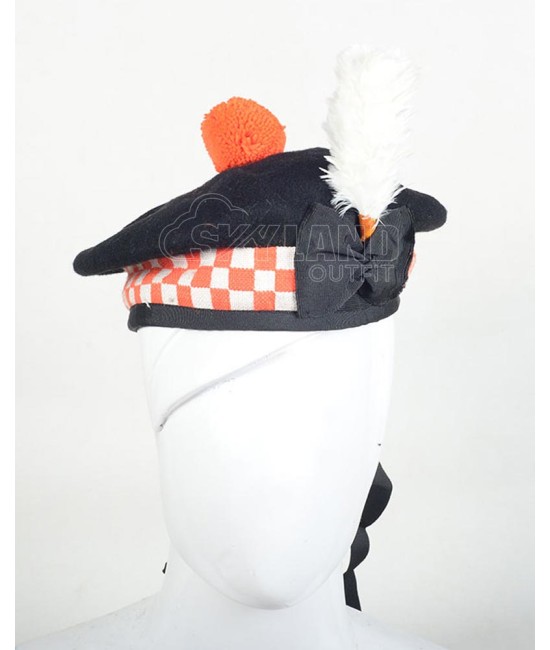 Balmoral Diced Bonnet Hat – Scottish Orange & White Diced Cap