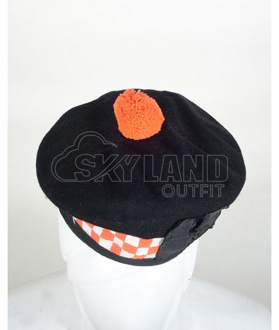 Balmoral Diced Bonnet Hat – Scottish Orange & White Diced Cap