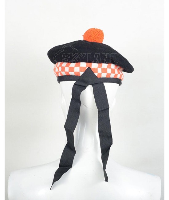 Balmoral Diced Bonnet Hat – Scottish Orange & White Diced Cap