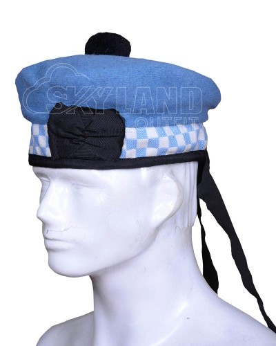 Balmoral Diced Bonnet Sky Blue Wool Hat – Sky Blue and White Diced