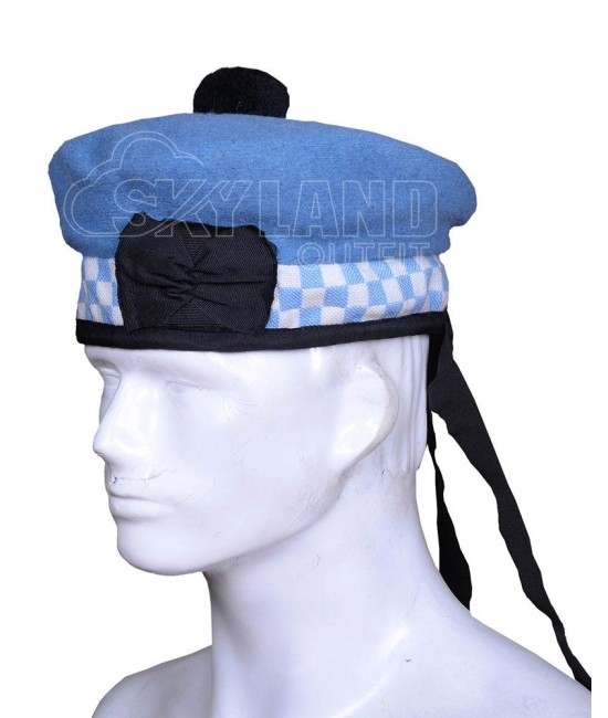 Balmoral Diced Bonnet Sky Blue Wool Hat – Sky Blue and White Diced