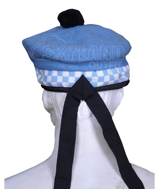 Balmoral Diced Bonnet Sky Blue Wool Hat – Sky Blue and White Diced