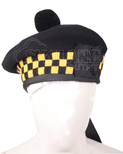 Balmoral Diced Bonnet Hat – Yellow and Black Diced Cap