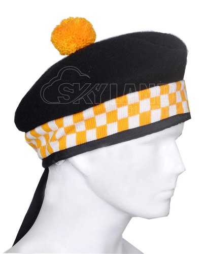 Balmoral Diced Bonnet Hat – Yellow and White Diced Cap