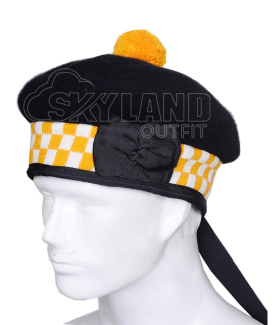Balmoral Diced Bonnet Hat – Yellow and White Diced Cap Balmoral Diced Bonnet Hat – Yellow and White Diced Cap