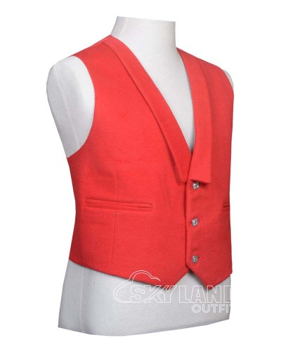 Red Wool Waistcoat – Formal Vest for Kilt & Highland Outfits