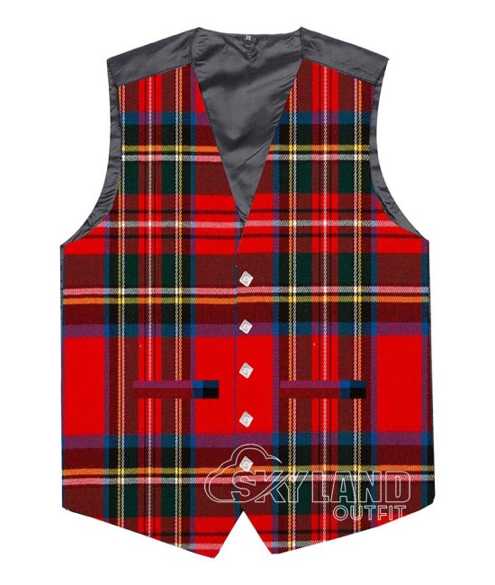 Royal Stewart Modern Tartan Waistcoat - Scottish Royal Formal Vests Royal Stewart Modern Tartan Waistcoat - Scottish Royal Formal Vests