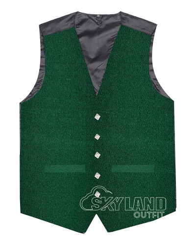 Scottish Solid Green Vest / Irish Formal Tartan Waistcoats - 4 Plaids