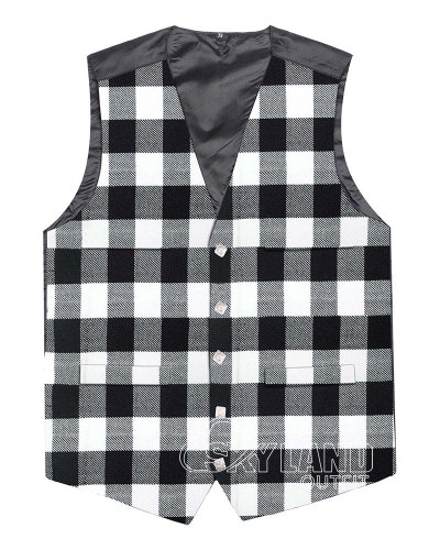Scottish White Black Rob Roy Vest / Irish Formal Tartan Waistcoats - 4 Plaids