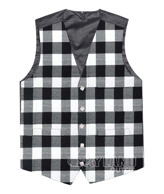 Scottish White Black Rob Roy Vest / Irish Formal Tartan Waistcoats - 4 Plaids