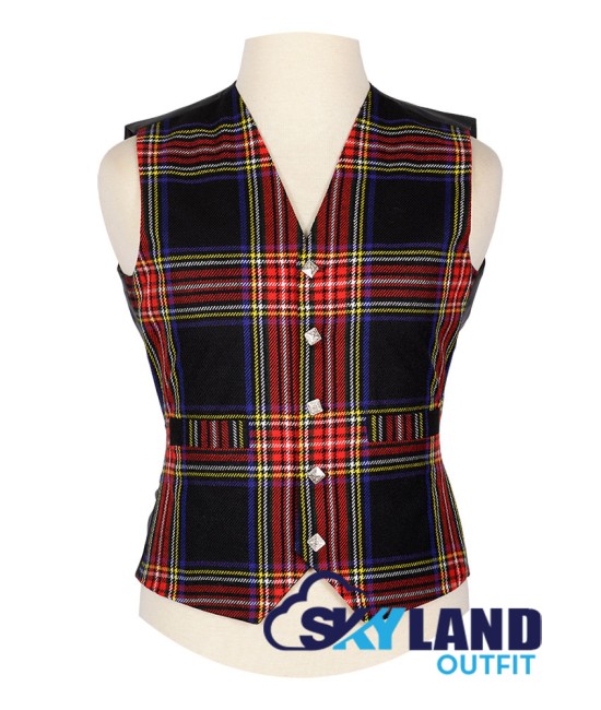 Scottish Black Stewart Tartan Vest / Irish Formal Tartan Waistcoats - 4 Plaids