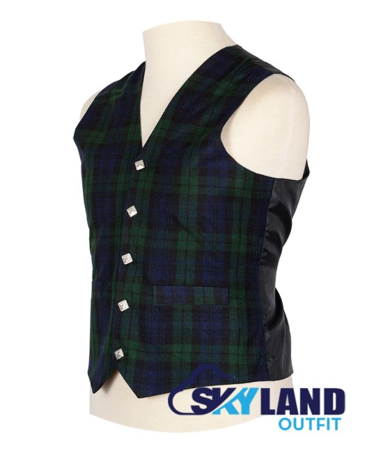 Scottish Black Watch Tartan Vest / Irish Formal Tartan Waistcoats - 4 Plaids