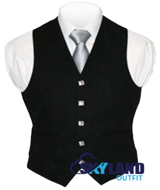 Scottish Solid Black Vest / Irish Formal Tartan Waistcoats - 4 Plaids