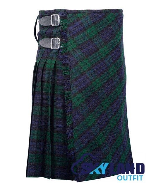 Black Watch Tartan Kilt – 8 Yard Traditional Scottish Kilt with Bias Apron