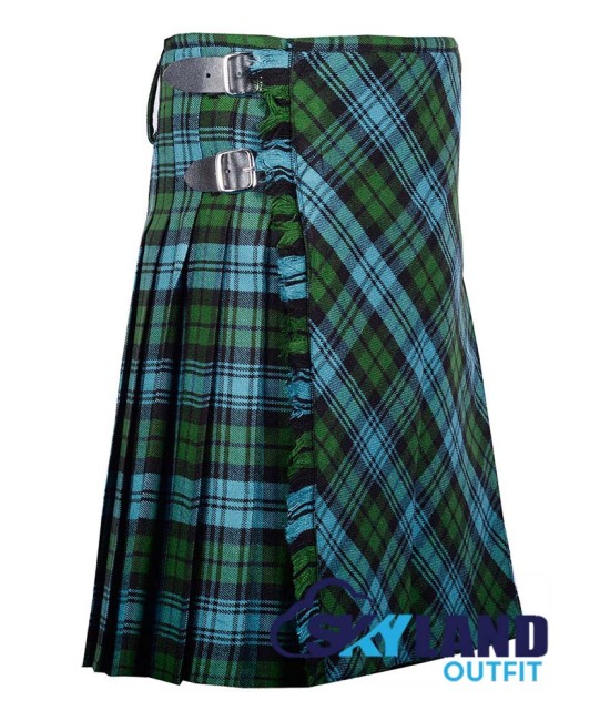 Campbell Ancient Tartan Kilt – 8 Yard Traditional Scottish Kilt with Bias Apron