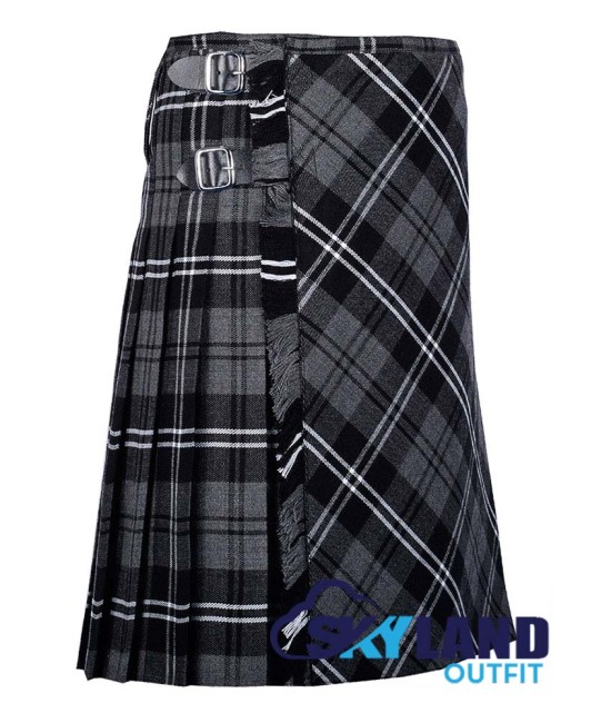 Granite Tartan Kilt – 8 Yard Traditional Scottish Kilt with Bias Apron