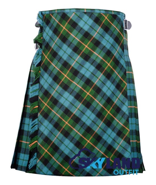 Gunn Ancient Tartan Kilt – 8 Yard Traditional Scottish Kilt with Bias Apron