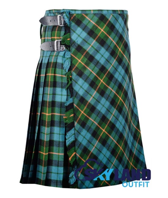 Gunn Ancient Tartan Kilt – 8 Yard Traditional Scottish Kilt with Bias Apron