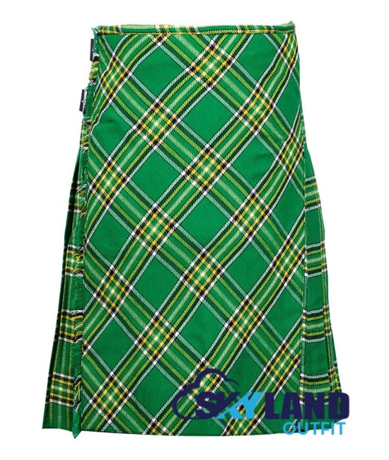 Irish Heritage Tartan Kilt – 8 Yard Traditional Scottish Kilt with Bias Apron