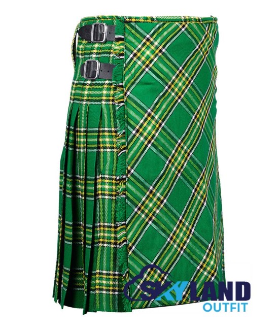 Irish Heritage Tartan Kilt – 8 Yard Traditional Scottish Kilt with Bias Apron