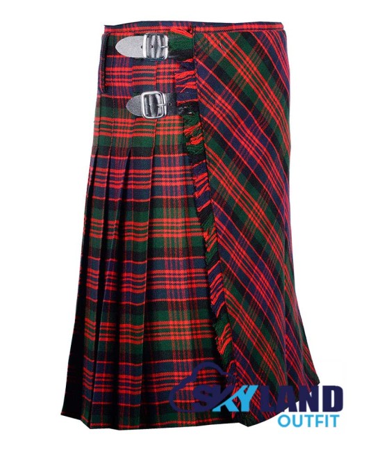 MacDonald Tartan Kilt – 8 Yard Traditional Scottish Kilt with Bias Apron