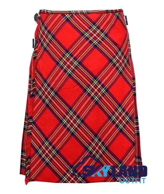 Royal Stewart Tartan Kilt – 8 Yard Traditional Scottish Kilt with Bias Apron