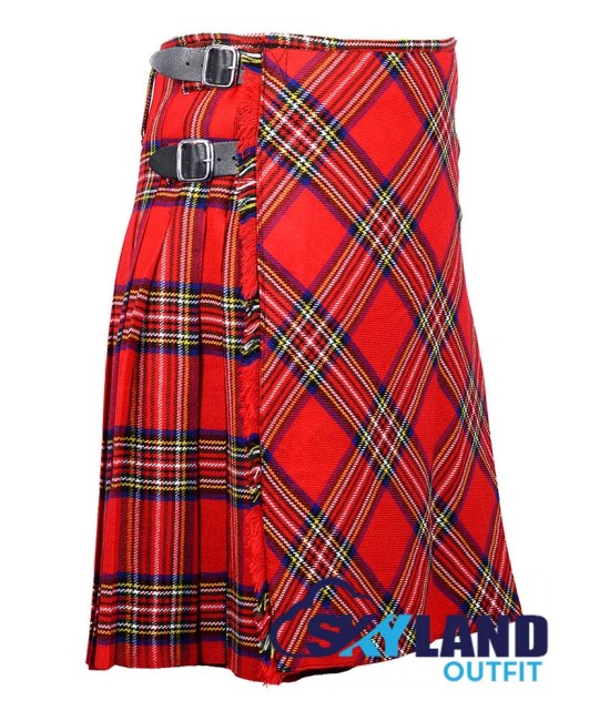 Royal Stewart Tartan Kilt – 8 Yard Traditional Scottish Kilt with Bias Apron