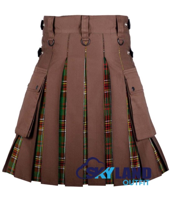 Hybrid Utility Kilts - Brown Cotton & Tara Murphy Tartan Kilt