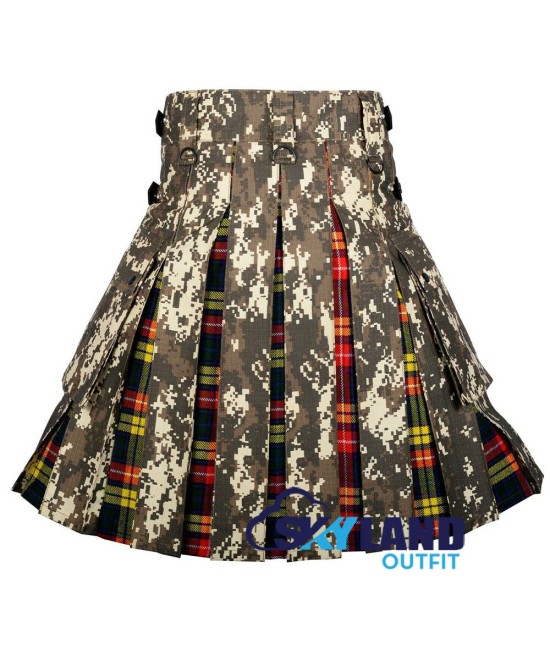 Hybrid Utility Kilts - Digital Camo & Buchanan Tartan Kilt