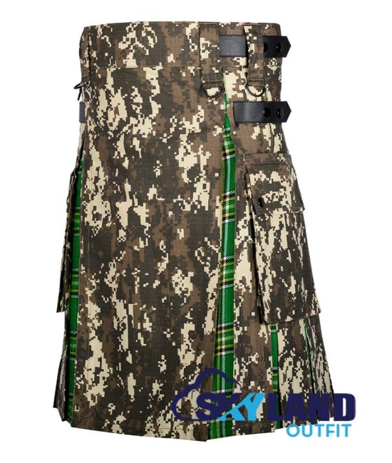 Hybrid Utility Kilts - Digital Camo & Irish Heritage Tartan Kilt