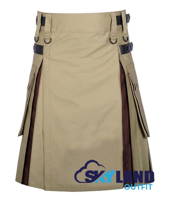 Hybrid Utility Kilts - Khaki Cotton & Brown Cotton Kilt