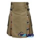 Hybrid Utility Kilts - Khaki Cotton & Camel Thompson Tartan Kilt