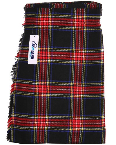 Black Stewart Tartan 5 Yard Traditional Scottish Kilt