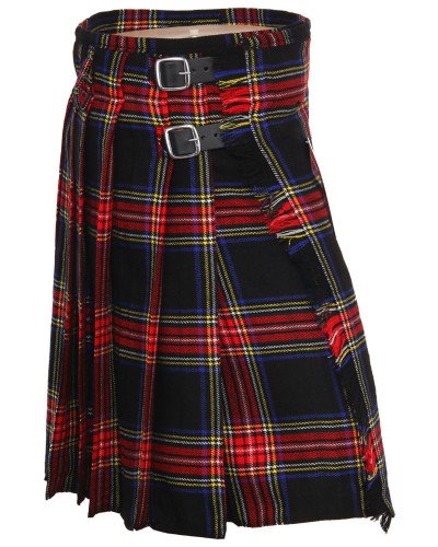 Black Stewart Tartan 5 Yard Traditional Scottish Kilt