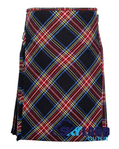Black Stewart Tartan Kilt – 8 Yard Traditional Scottish Kilt with Bias Apron Black Stewart Tartan Kilt – 8 Yard Traditional Scottish Kilt with Bias Apron