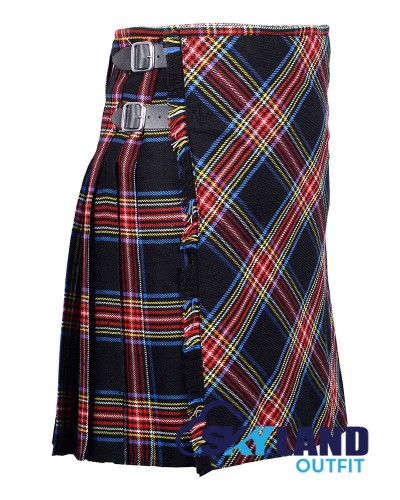 Black Stewart Tartan Kilt – 8 Yard Traditional Scottish Kilt with Bias Apron Black Stewart Tartan Kilt – 8 Yard Traditional Scottish Kilt with Bias Apron