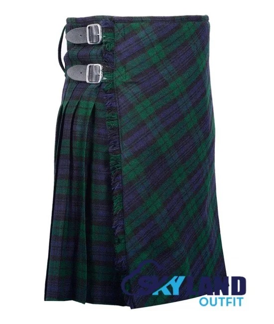 Black Watch Tartan Kilt – 8 Yard Traditional Scottish Kilt with Bias Apron Black Watch Tartan Kilt – 8 Yard Traditional Scottish Kilt with Bias Apron