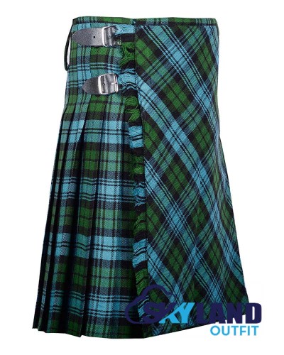 Campbell Ancient Tartan Kilt – 8 Yard Traditional Scottish Kilt with Bias Apron