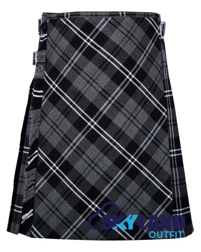Granite Tartan Kilt – 8 Yard Traditional Scottish Kilt with Bias Apron