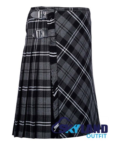 Granite Tartan Kilt – 8 Yard Traditional Scottish Kilt with Bias Apron